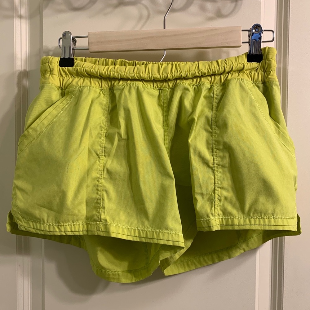 Lululemon neon yellow running shorts